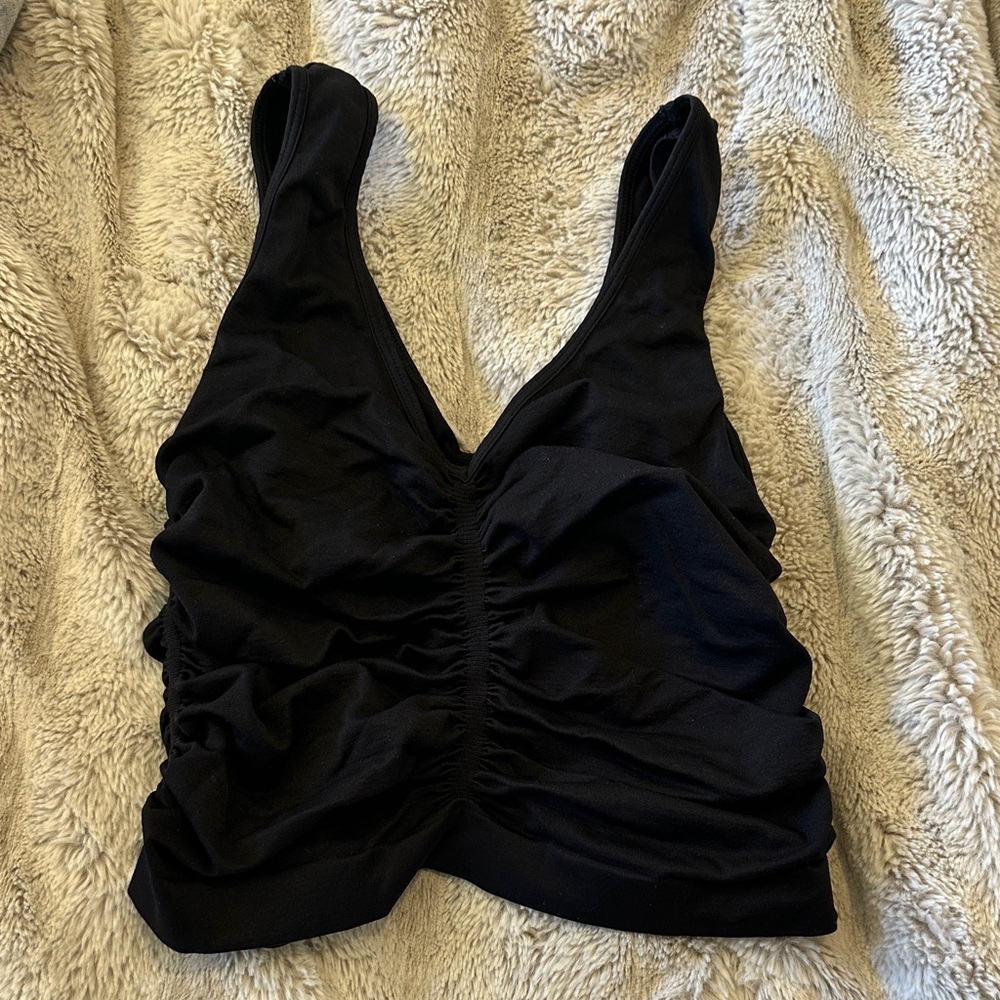Black Ruched Tank Top